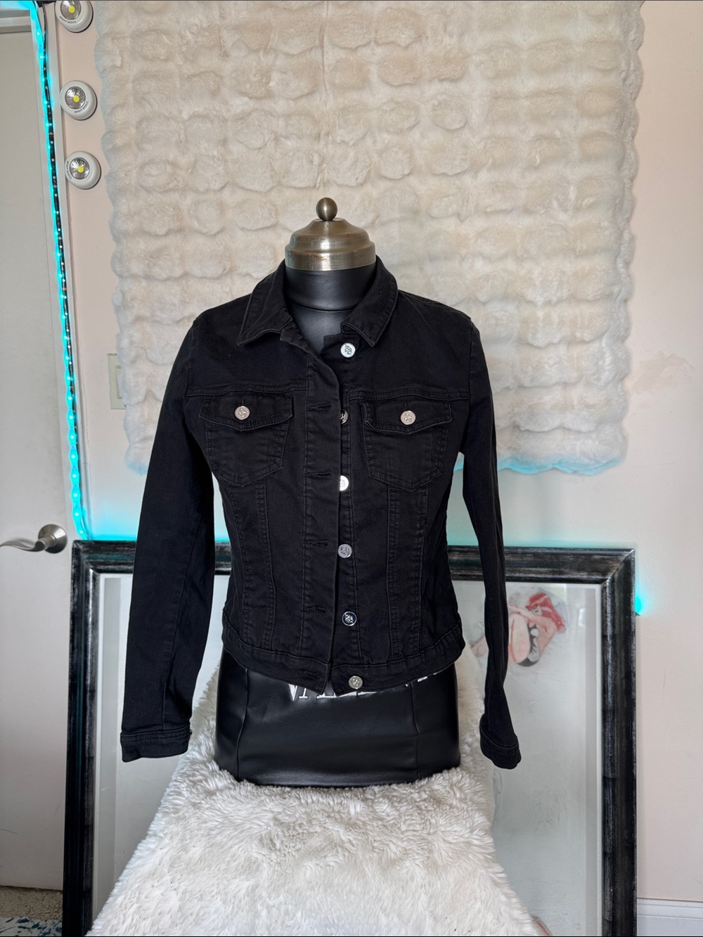 bebe Black Denim Jean Jacket